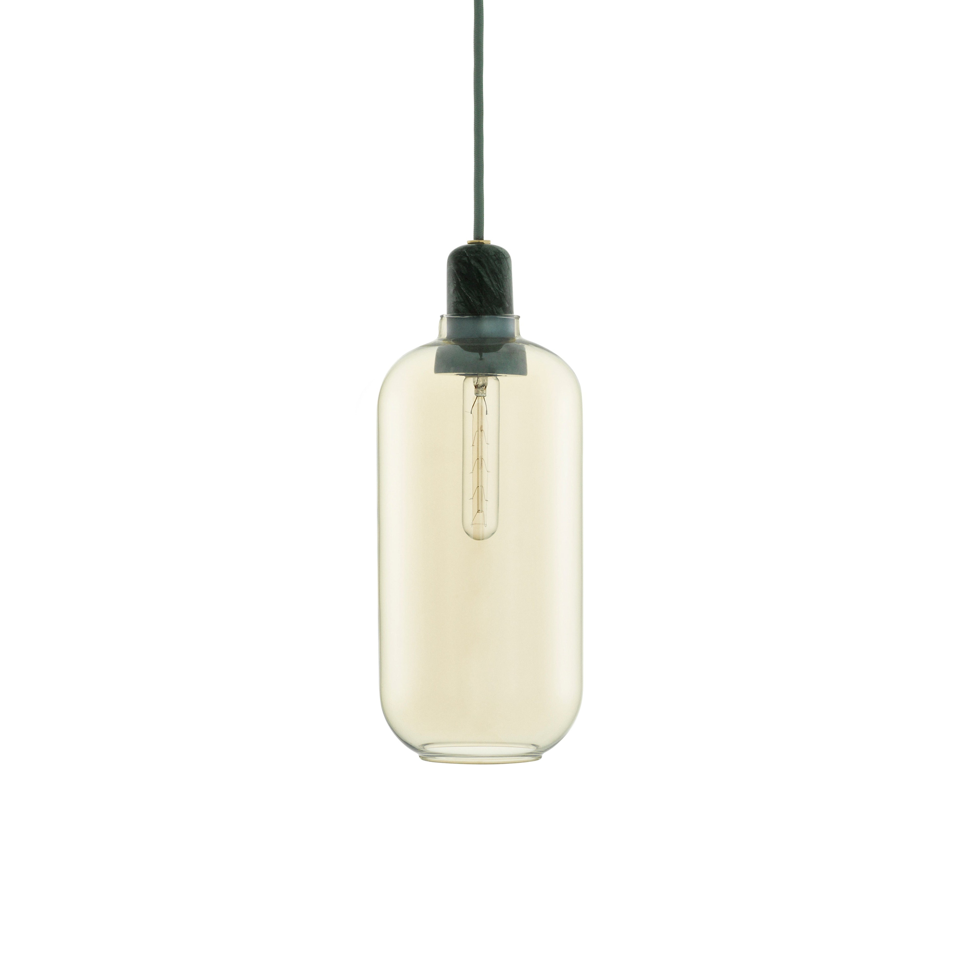 Lampa wisząca AMP LARGE żółte szkło z zielonym marmurem