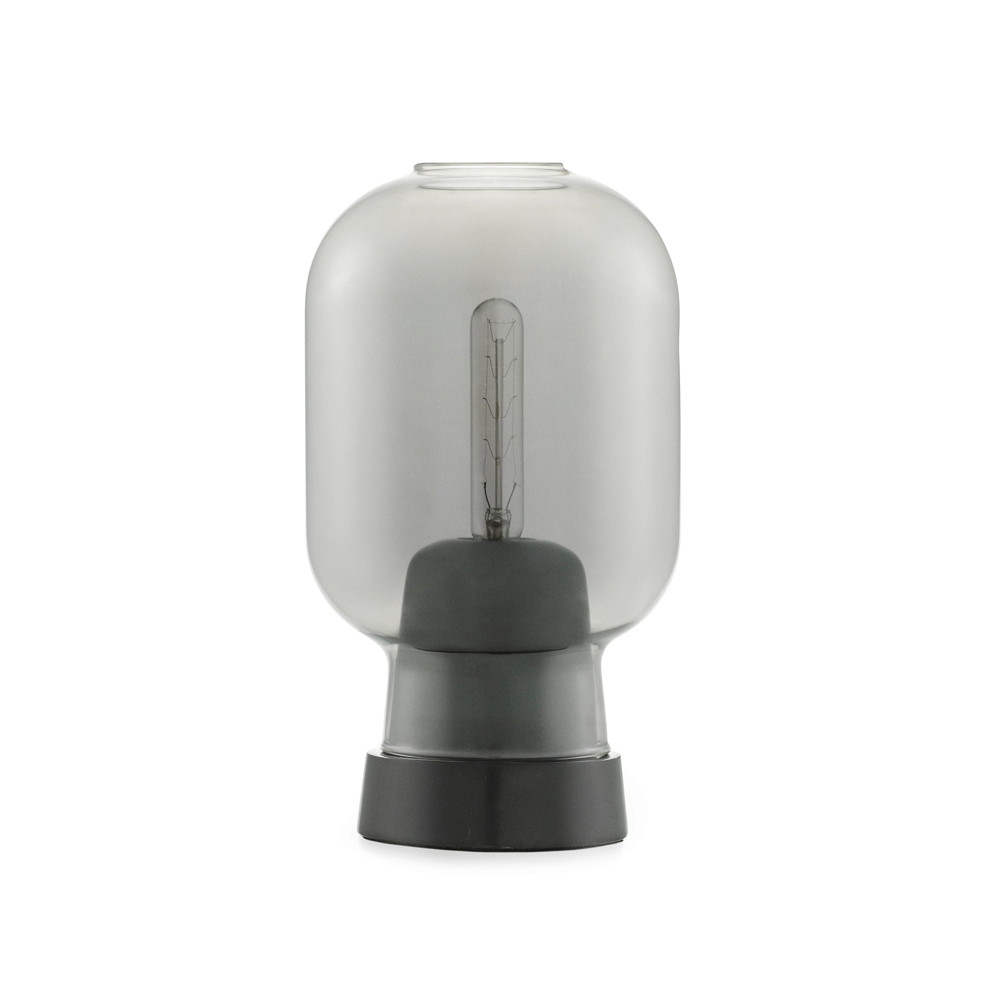 Lampa stołowa AMP szkło dymione z czarnym marmurem