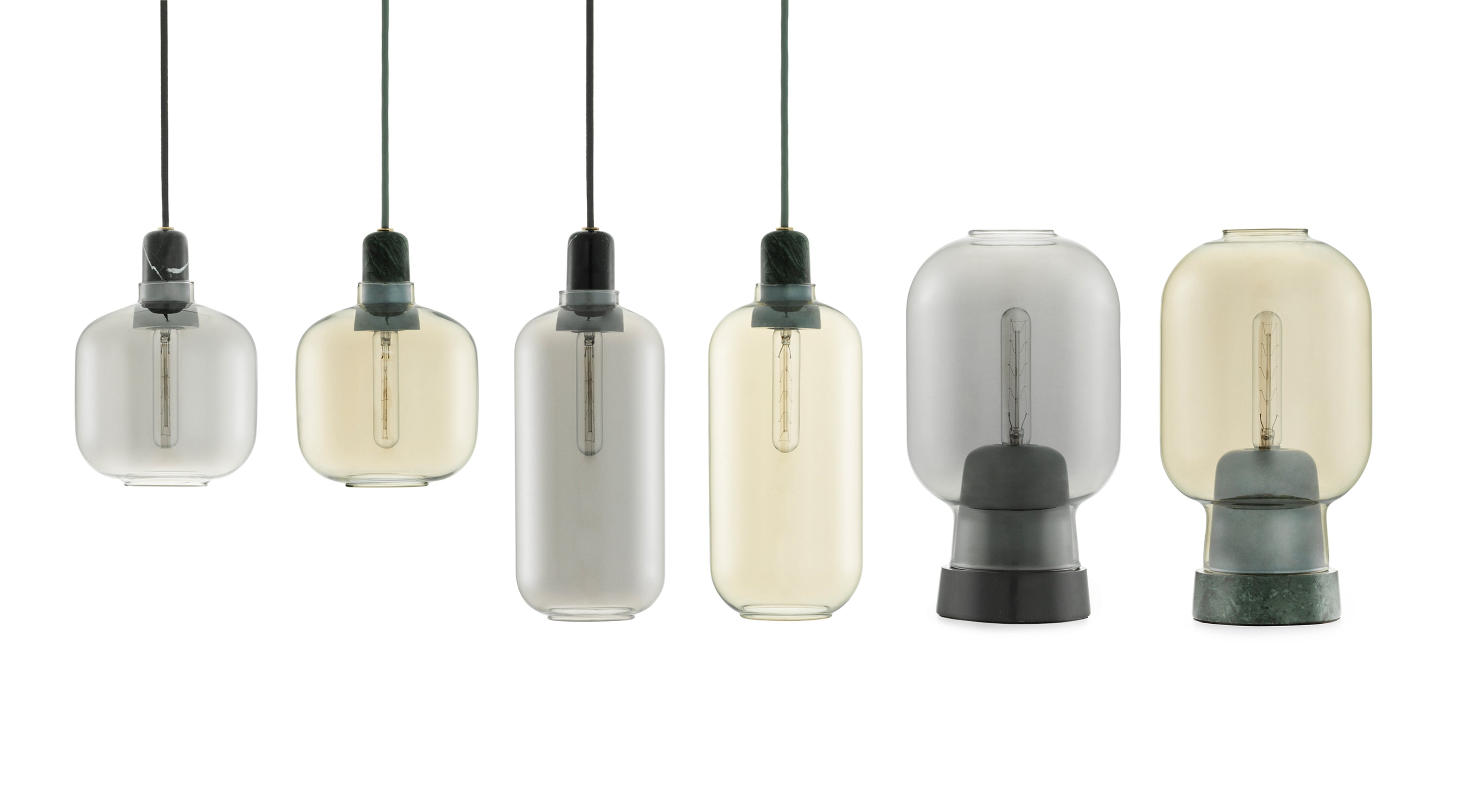 Lampa stołowa AMP żółte szkło z zielonym marmurem