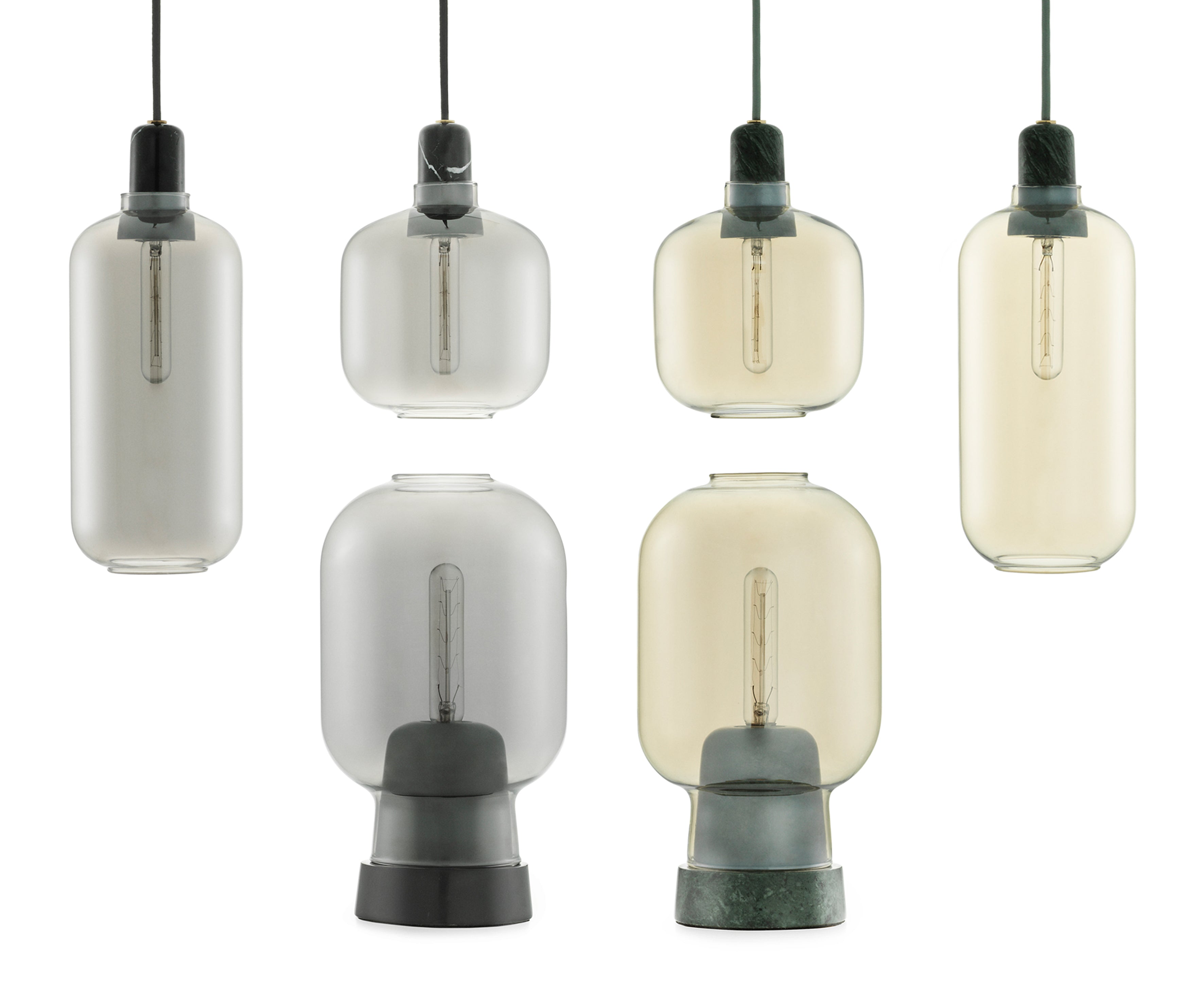 Lampa stołowa AMP żółte szkło z zielonym marmurem
