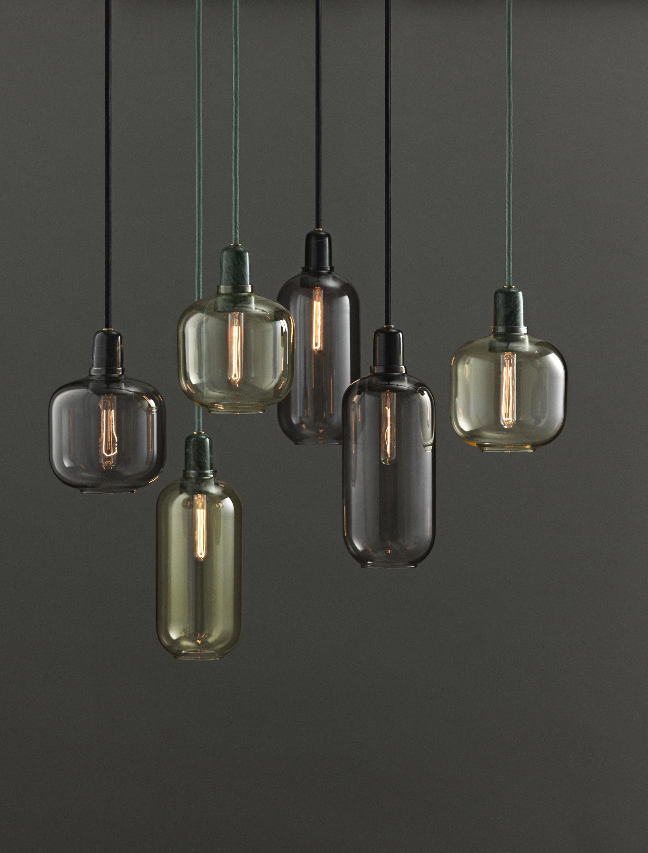 Lampa wisząca AMP LARGE żółte szkło z zielonym marmurem