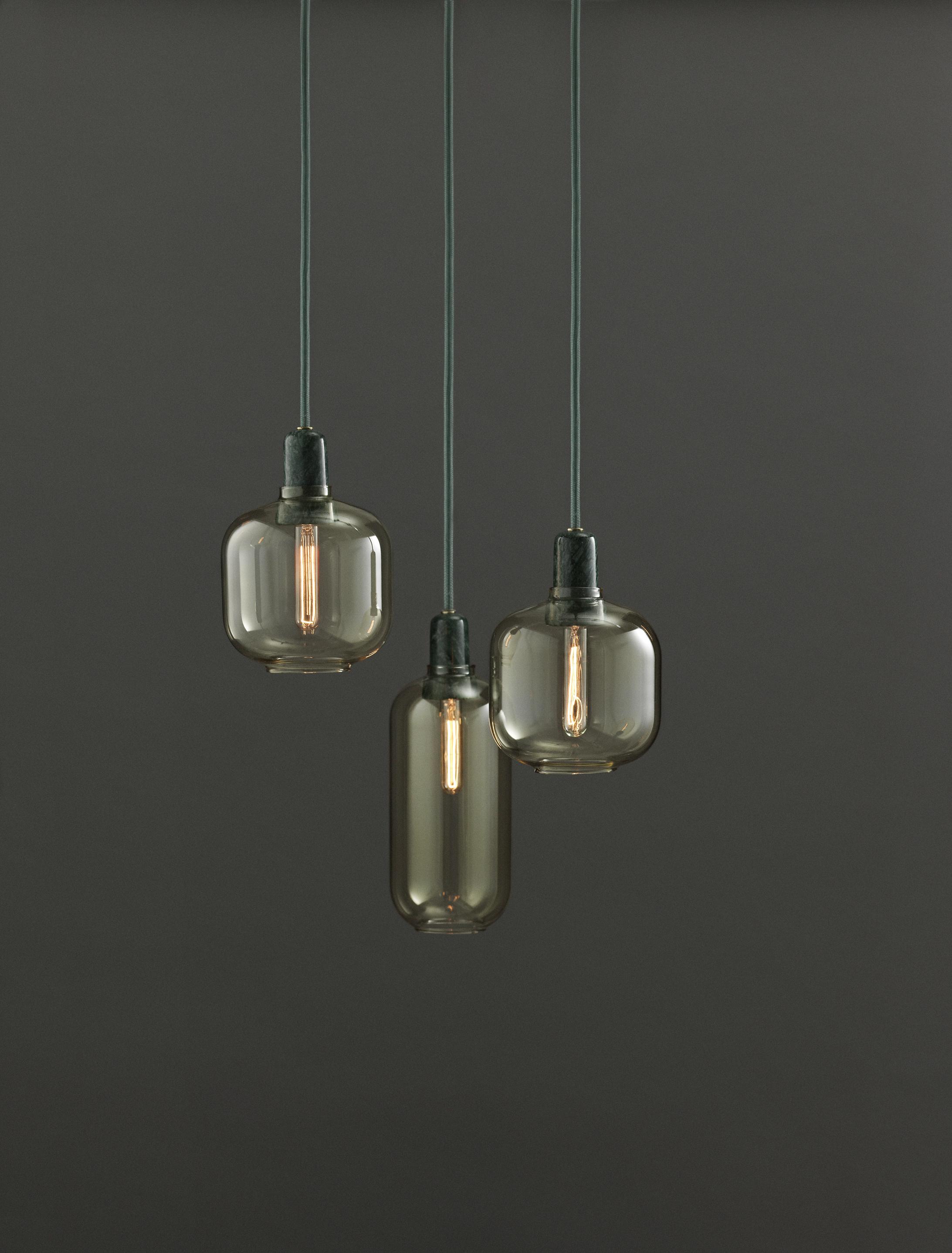 Lampa wisząca AMP LARGE żółte szkło z zielonym marmurem