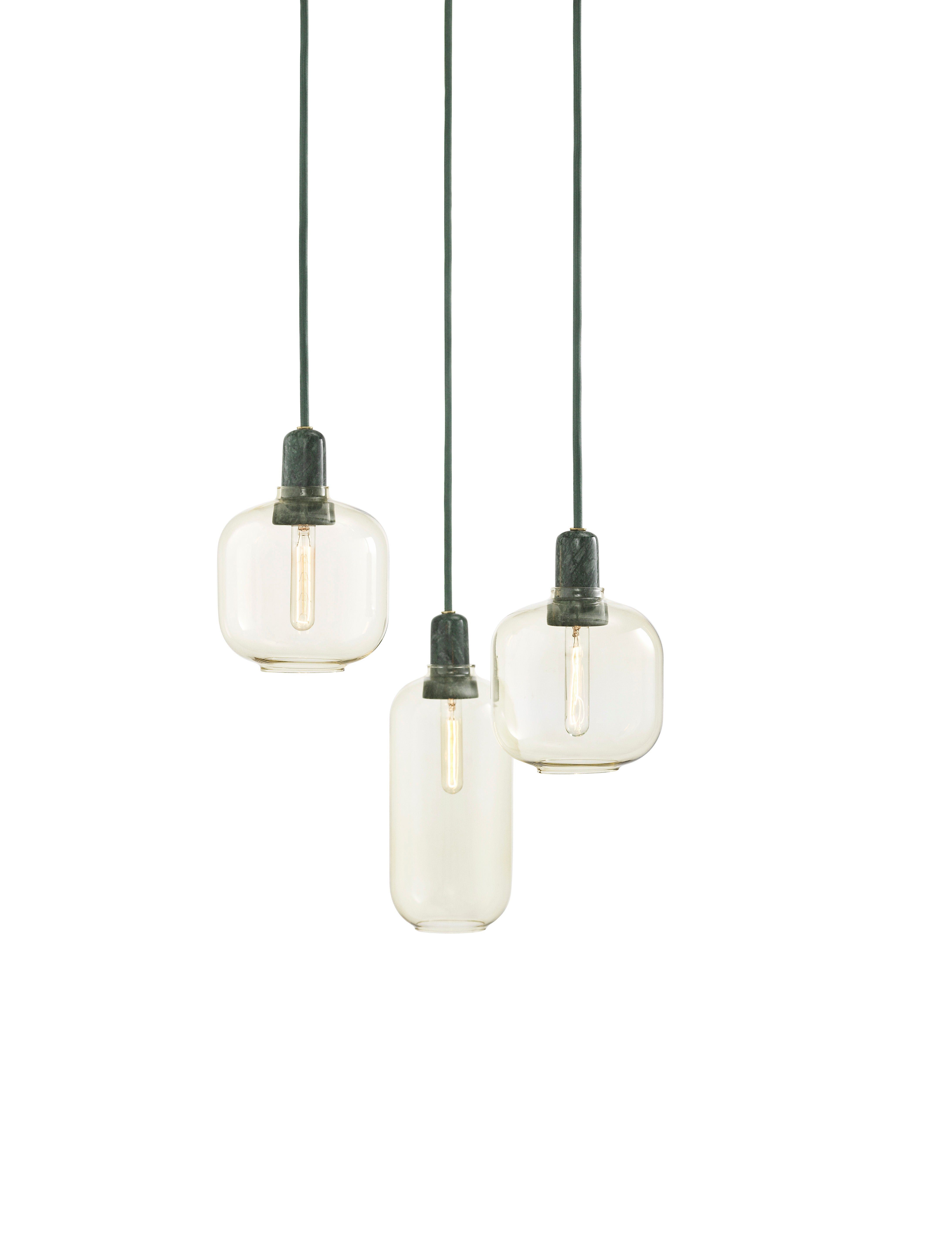 Lampa wisząca AMP żółte szkło z zielonym marmurem