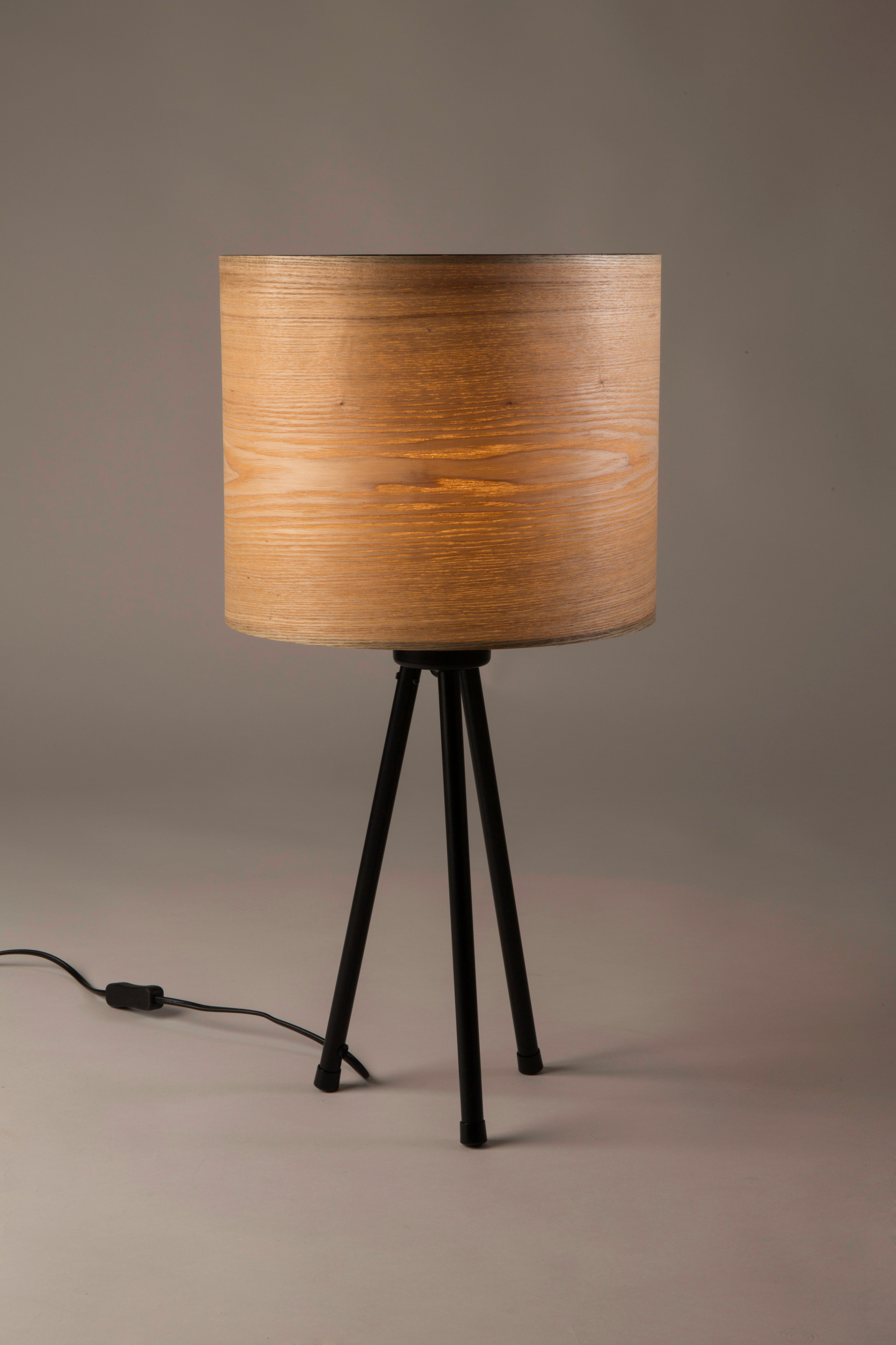 Lampa stołowa WOODLAND fornir jesionowy z czarną podstawą