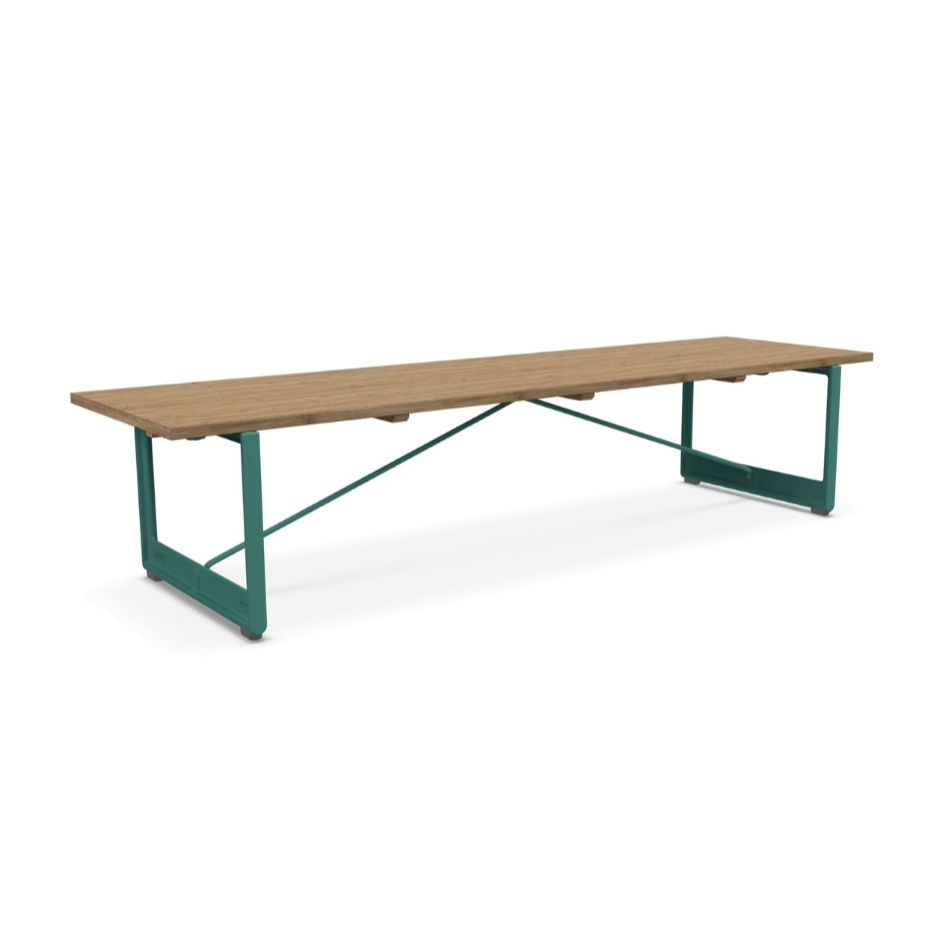 BRUT bench made of oak wood with a turquoise base