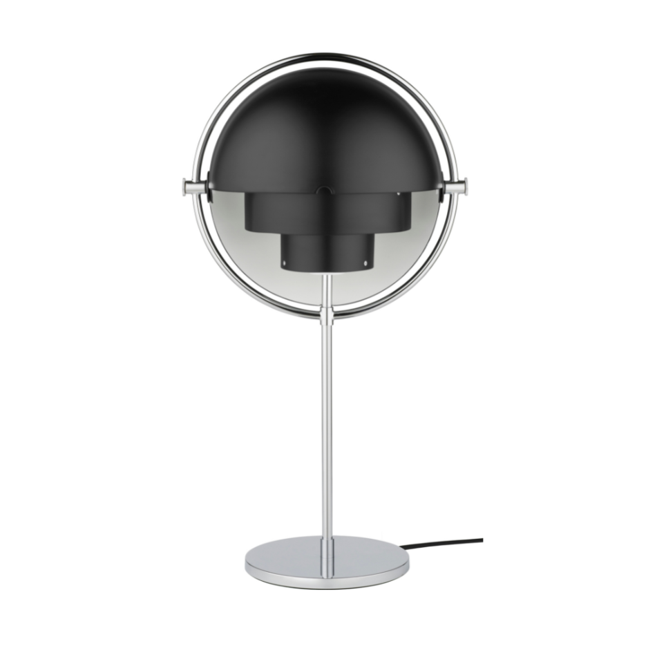 MULTI-LITE schwarze Tischlampe mit Chromfuß