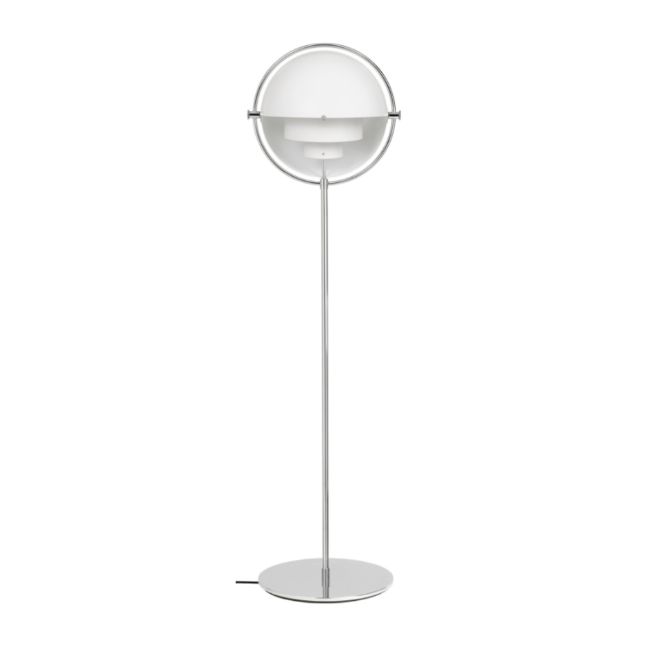 Lampa podłogowa MULTI-LITE biały z chromowaną podstawą