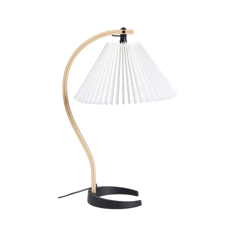 Tischlampe TIMBERLINE Eichenholz mit weißem Schirm