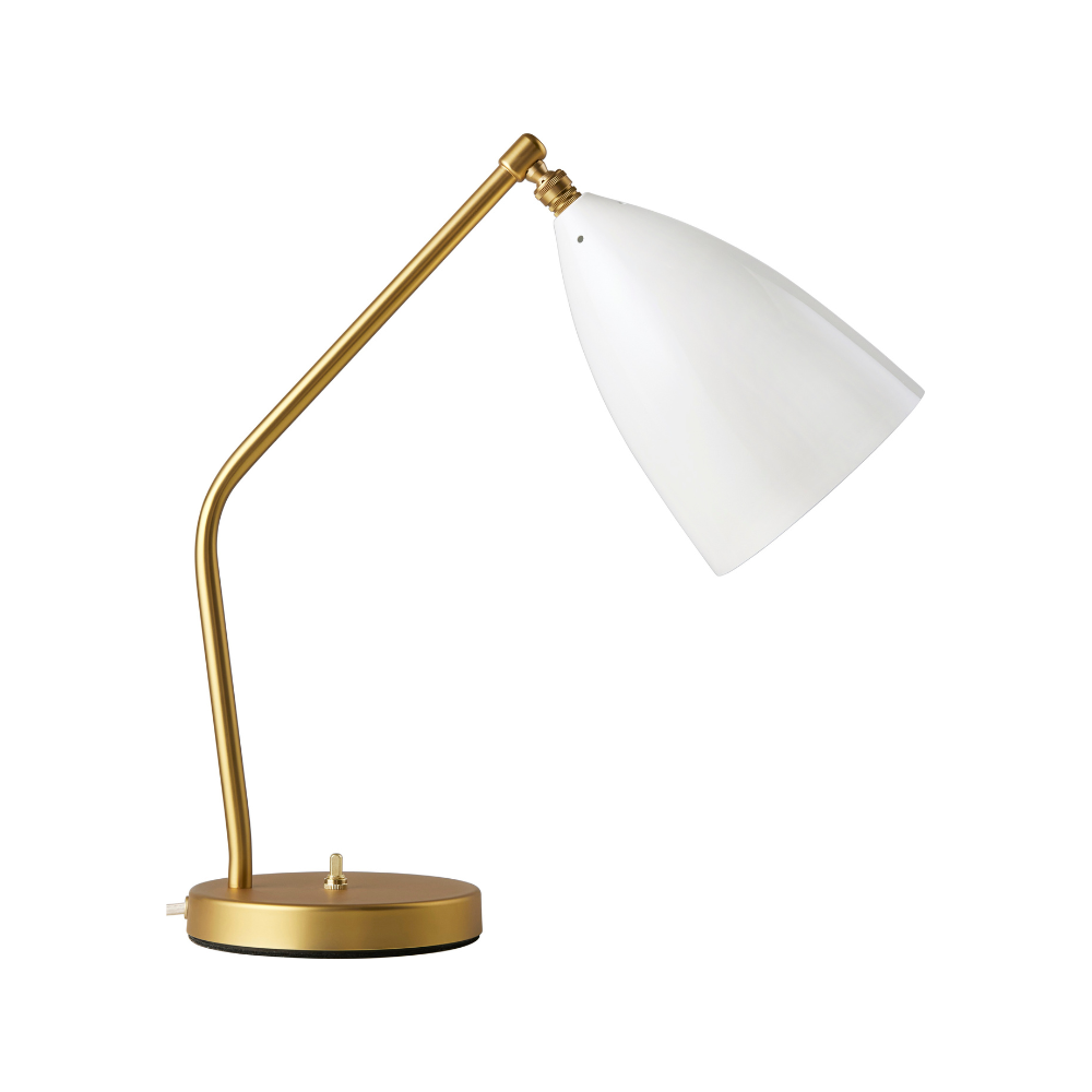 Lampa stołowa GRÄSHOPPA biały klosz ze złotą podstawą