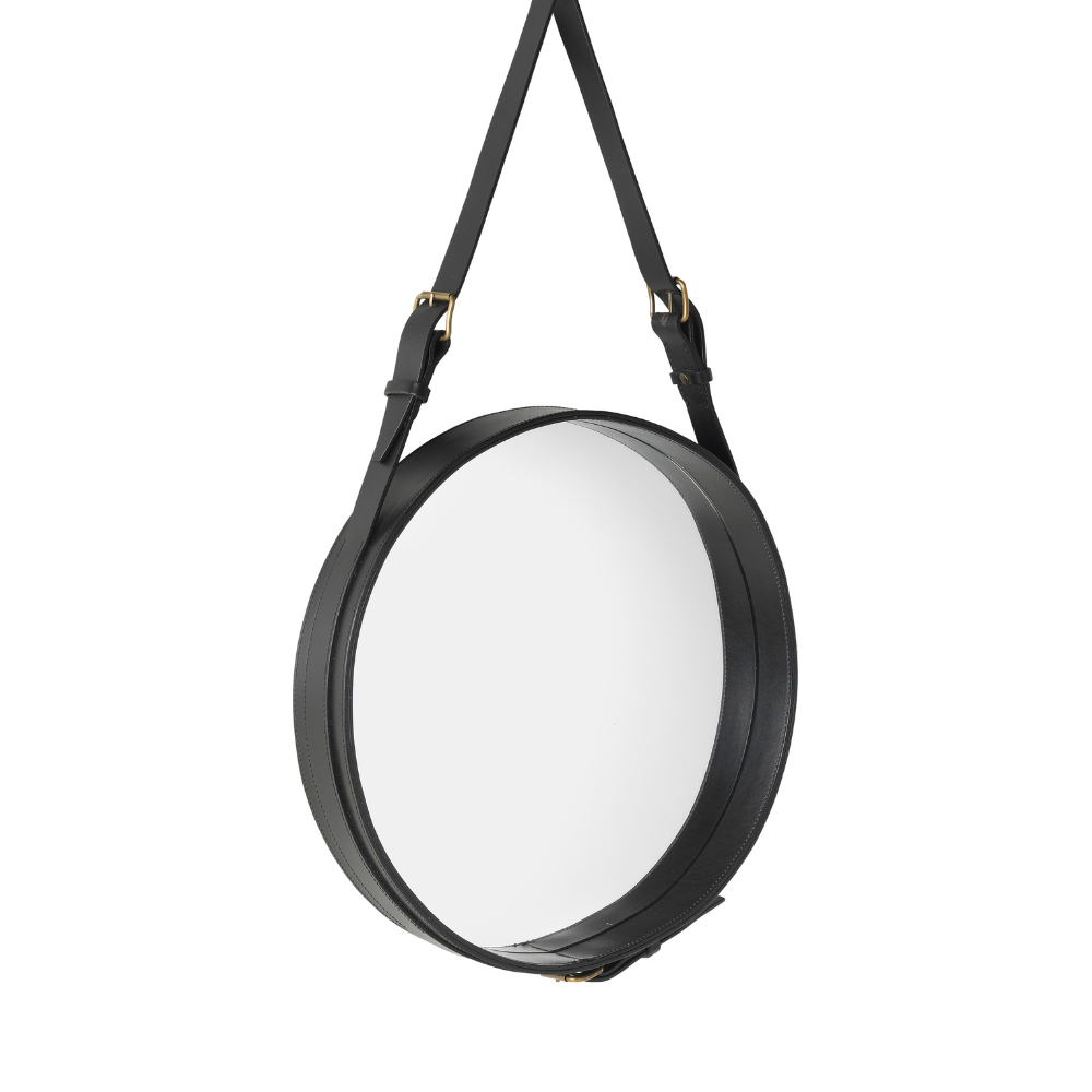 Rundspiegel ADNET schwarze Leder