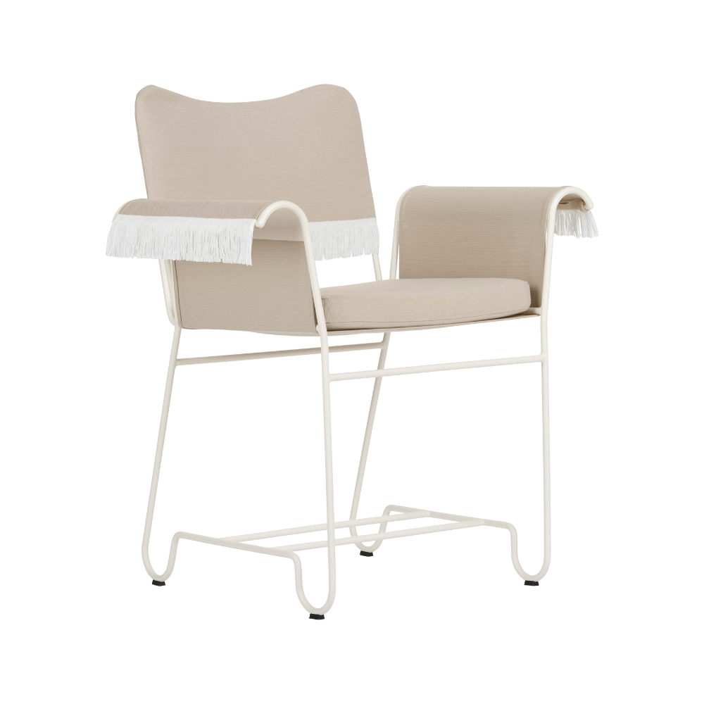 TROPIQUE garden chair beige with a white steel base