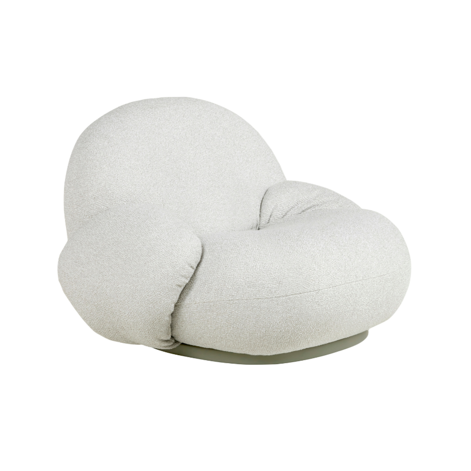 PACHA armchair upholstered with a gold base