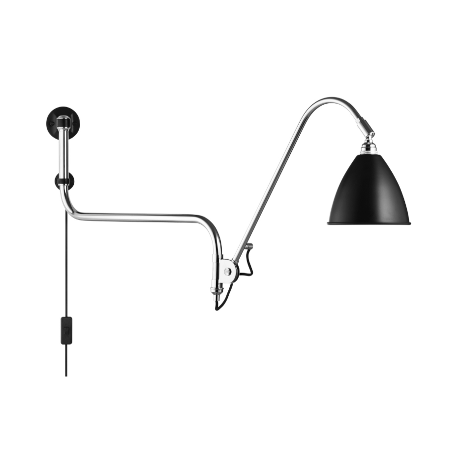 BESTLITE BL10 wall lamp in chrome with a black shade