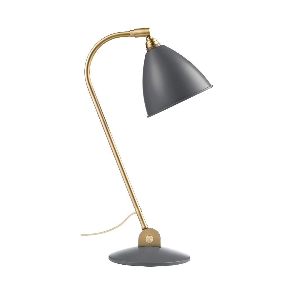 Lampa stołowa BESTLITE BL2 mosiądz z szarym kloszem