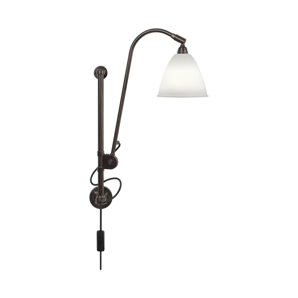 Lampa ścienna z wysięgnikiem regulowana BESTLITE BL5 czarny z porcelanowym kloszem