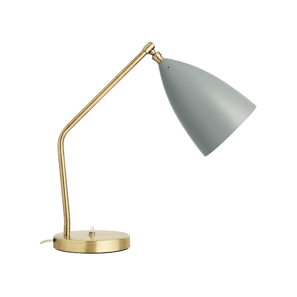 Lampa stołowa GRÄSHOPPA szary klosz ze złotą podstawą