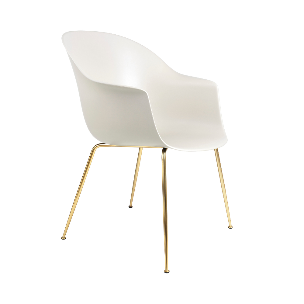 BAT chair white with a gold base