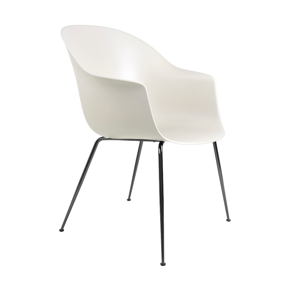 BAT chair white with black chrome base