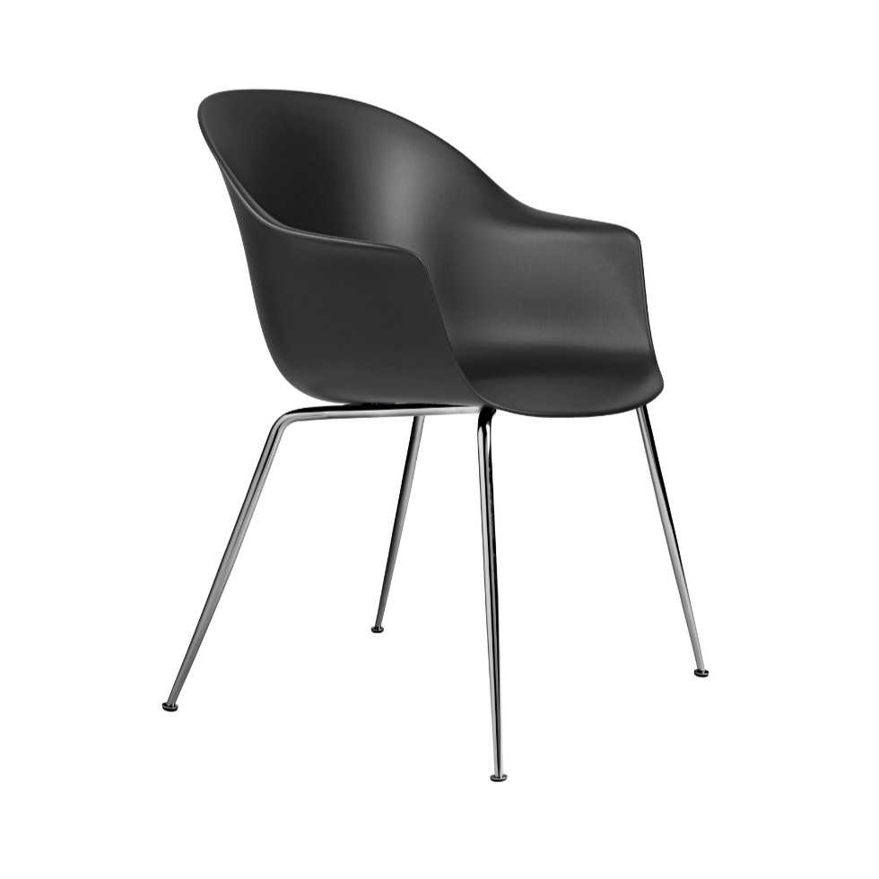 BAT chair black with chrome base