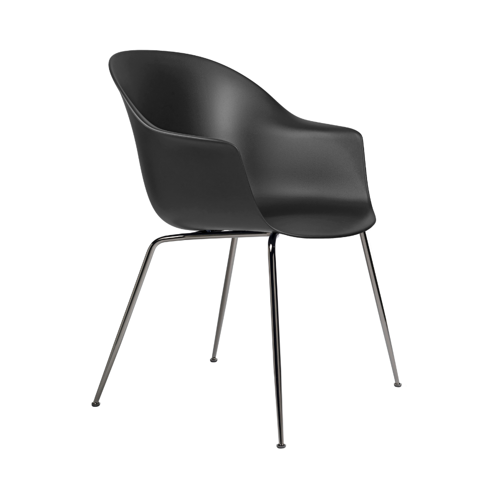 BAT chair black with black chrome base