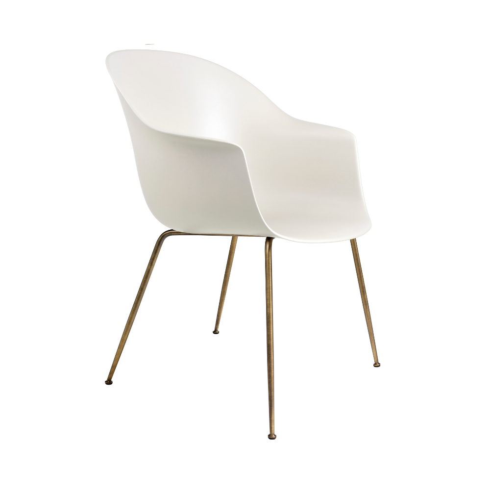 BAT Chair white with brass base