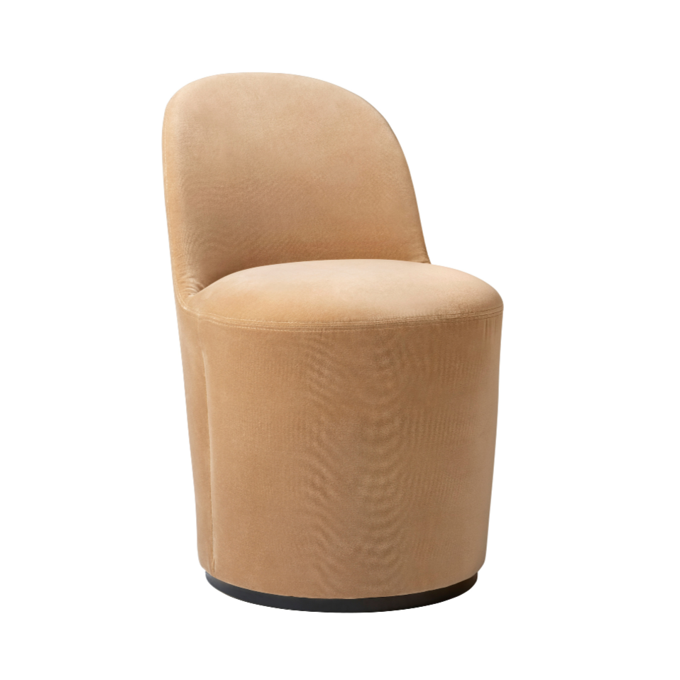 Upholstered TAIL armchair with a black base
