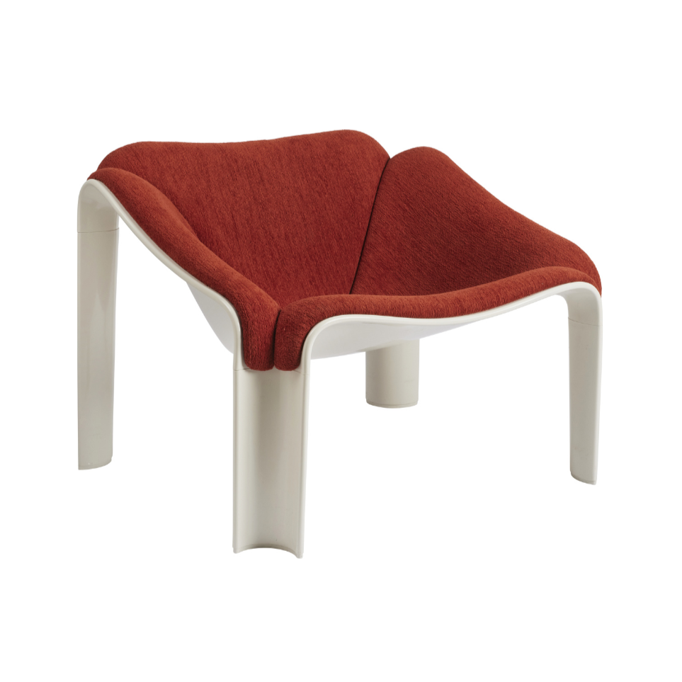 Sessel F300 rot mit weißem Fuß