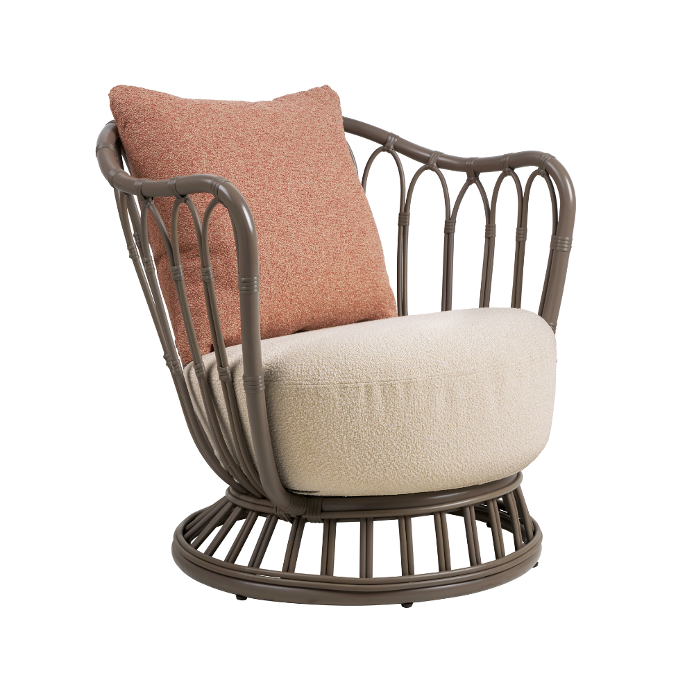 GRACE upholstered garden armchair with beige base