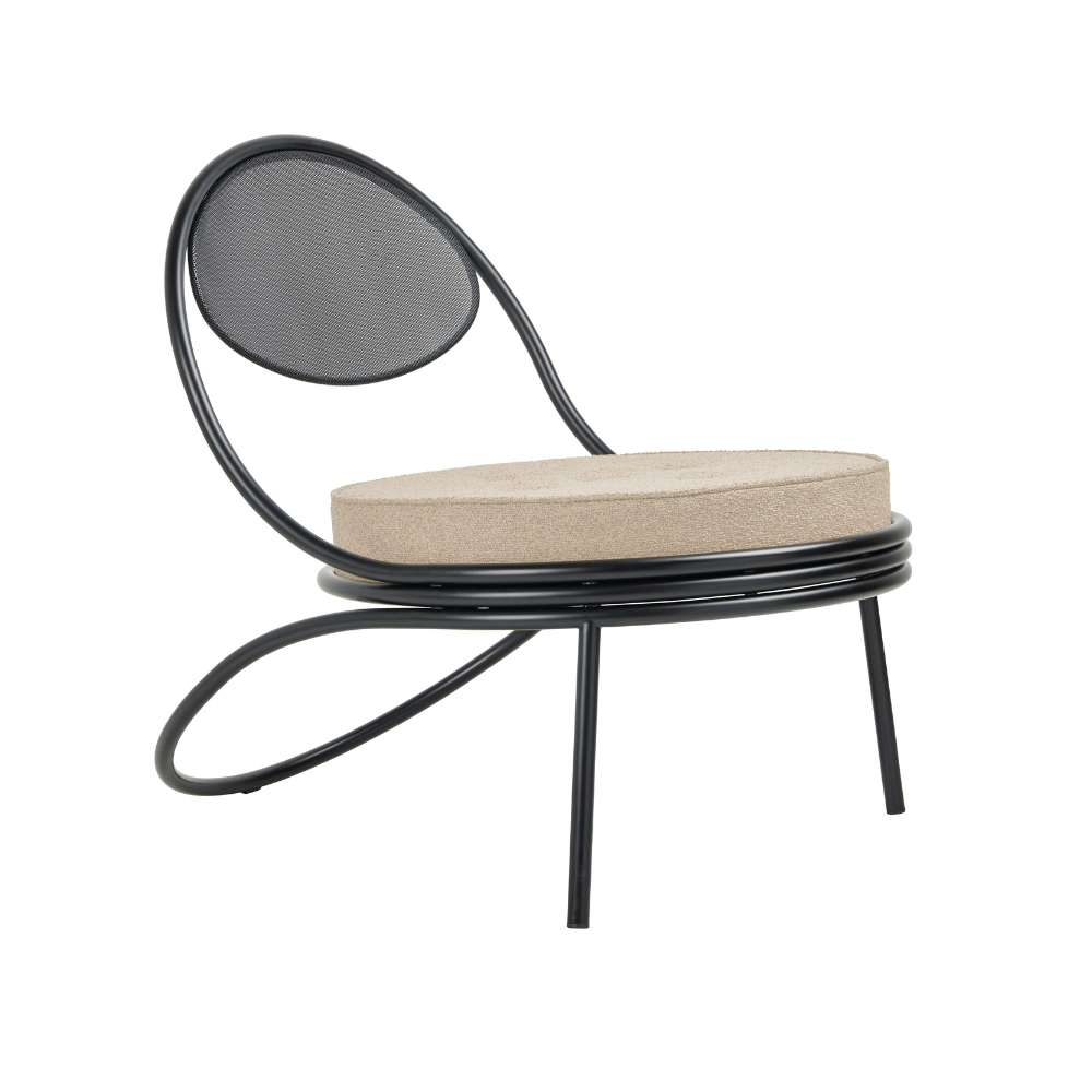 COPACABANA upholstered armchair with a black base