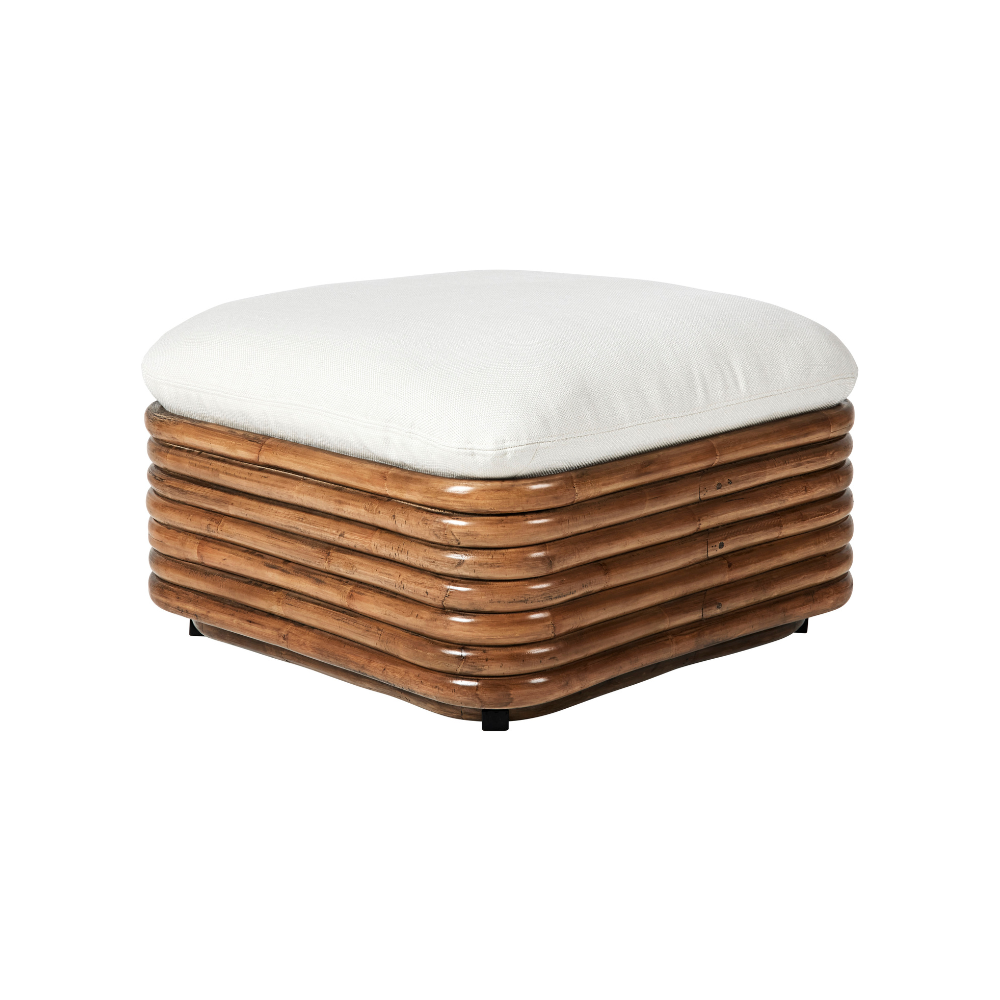 BOHEMIAN 72 pouf upholstered with a rattan base