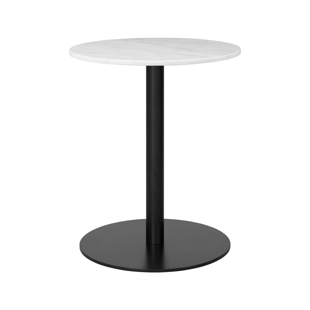 Round table 1.0 white marble with black base