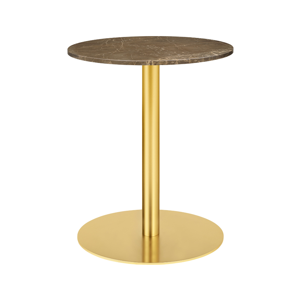 Runder Tisch 1.0 brauner Marmor mit goldenem Fuß