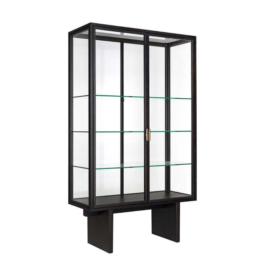 Glass display cabinet PRIVATE black oak veneer