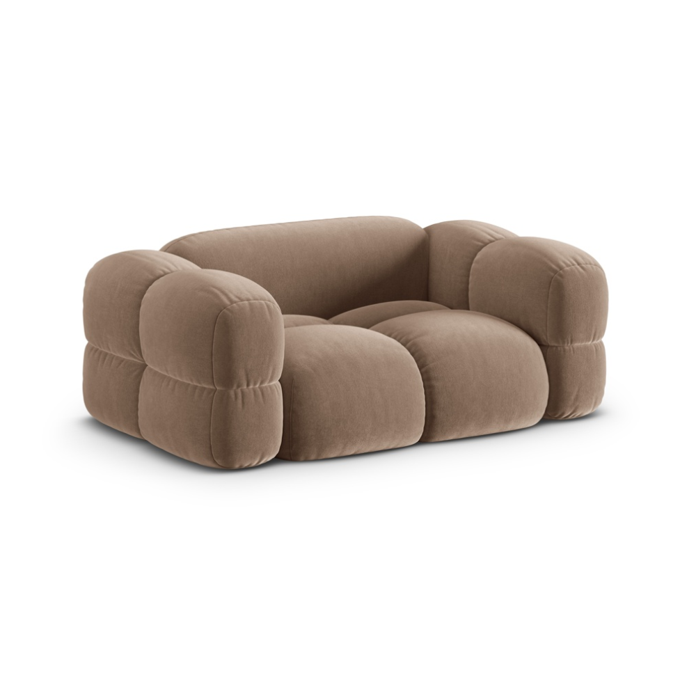 Sofa 2-osobowa aksamitna LORETTO ciemnobeżowy