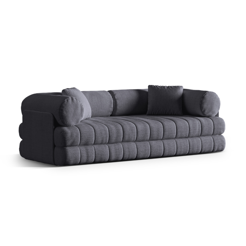 Sofa 3-osobowa z funkcją spania KEMI szary bouclé