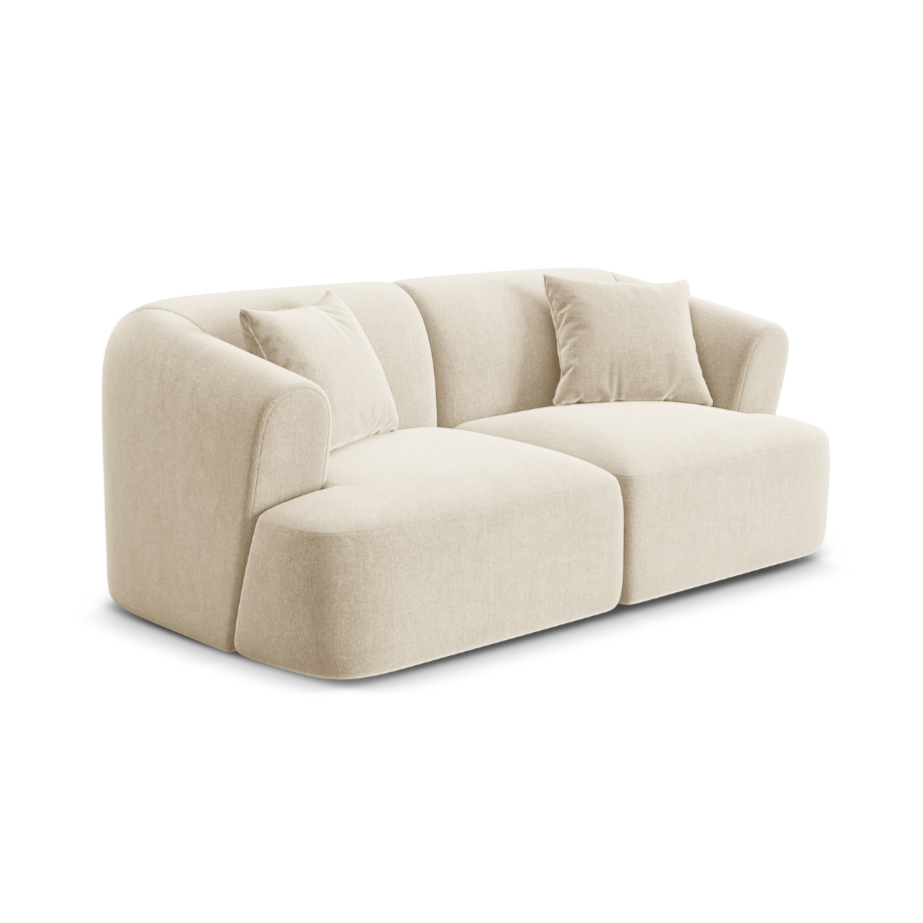 Sofa aksamitna 2-osobowa CAMPI jasnobeżowy