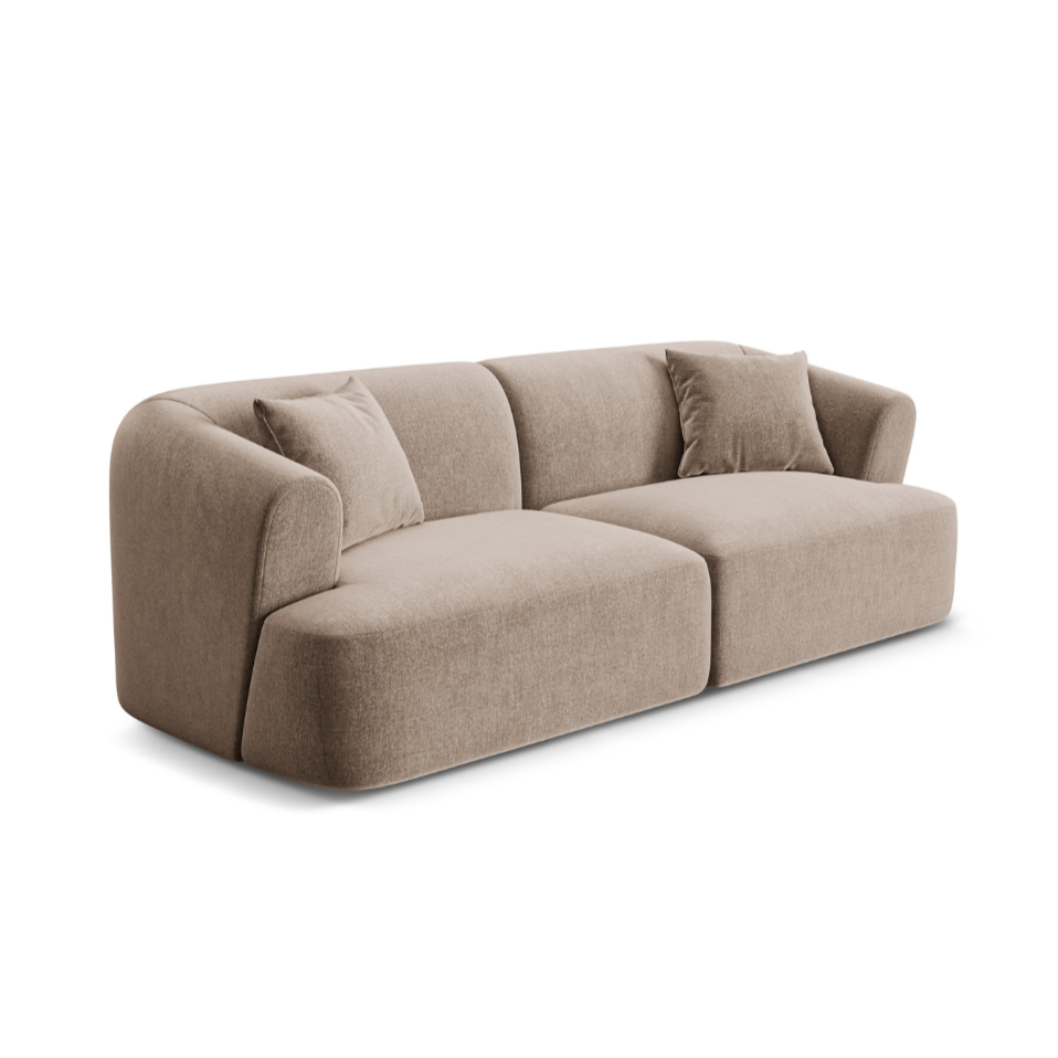 Sofa aksamitna 3-osobowa CAMPI ciemnobeżowy