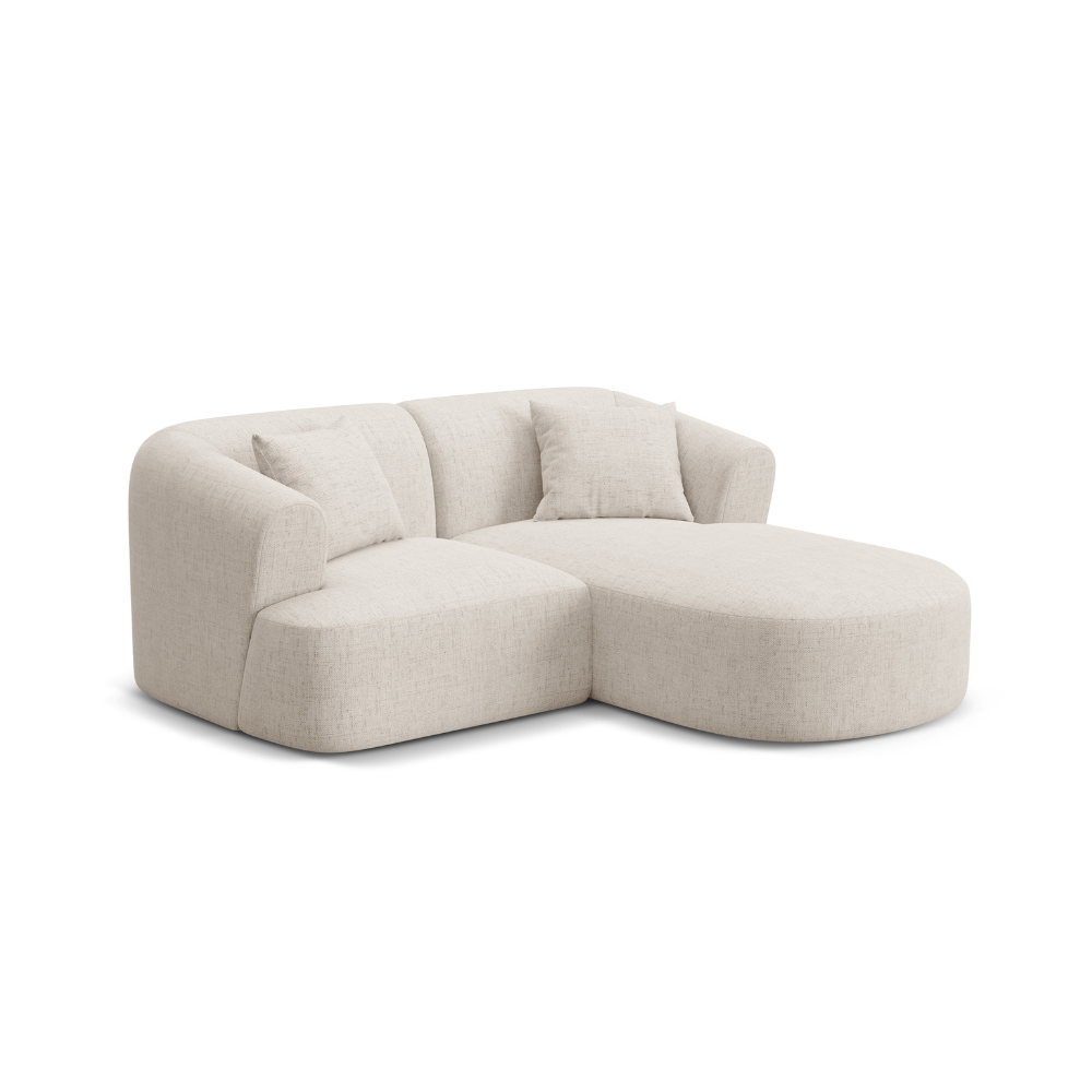 Rechtsseitige 3-Sitzer-Couch CAMPI in cremefarbenem Chenille