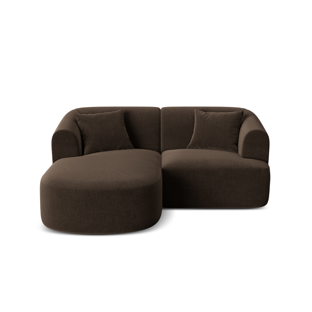 Samt-Ecksofa linksseitig 3-sitzig CAMPI schokoladenbraun