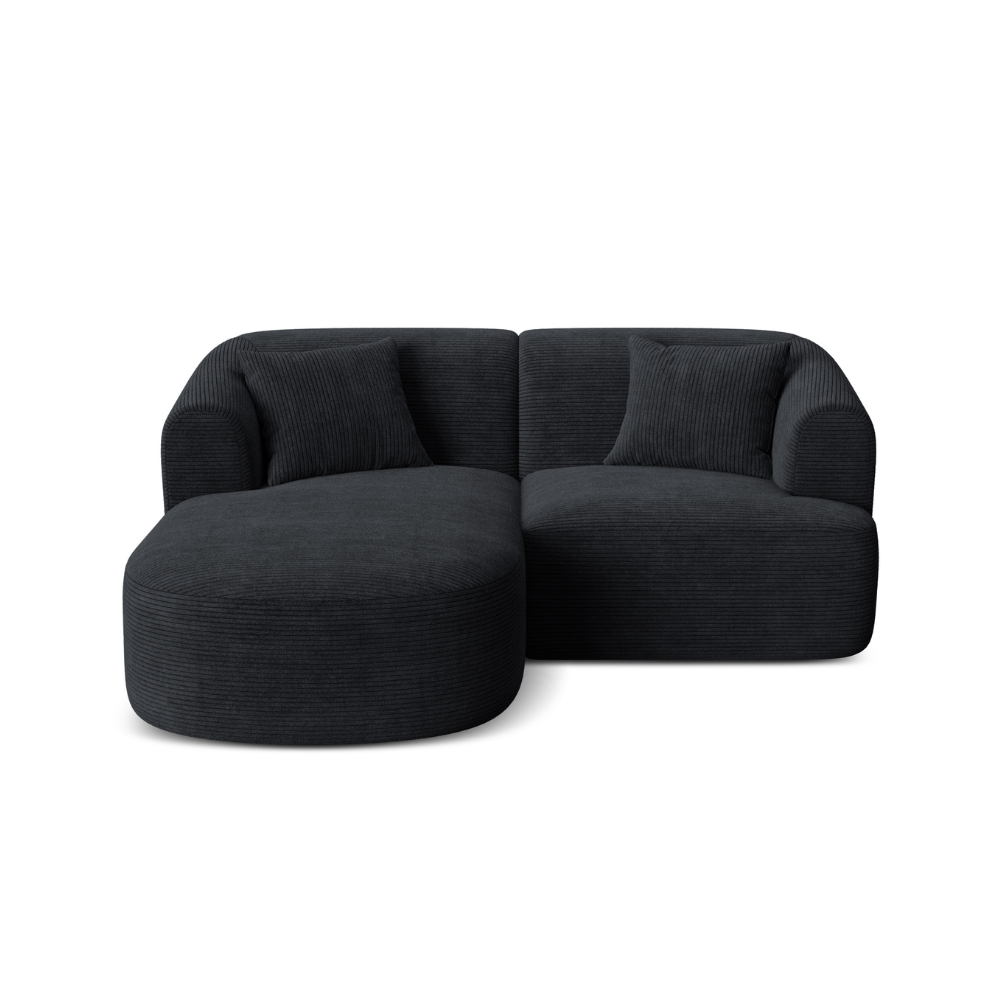 Linksseitiges 3-Sitzer-Sofa CAMPI schwarzes Cord
