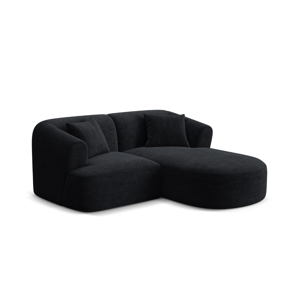 Rechtsseitige 3-Sitzer-Couch CAMPI schwarzes Cord
