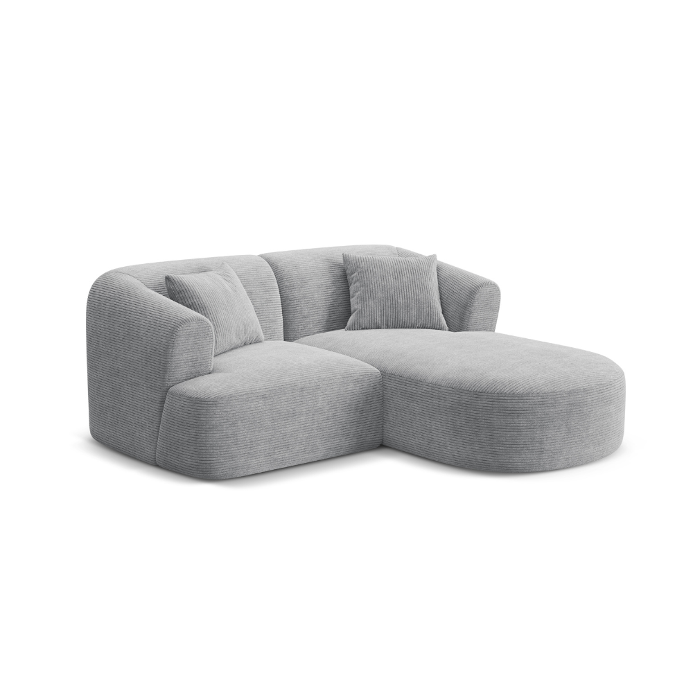 Rechtsseitige 3-Sitzer-Couch CAMPI hellgrau Cord