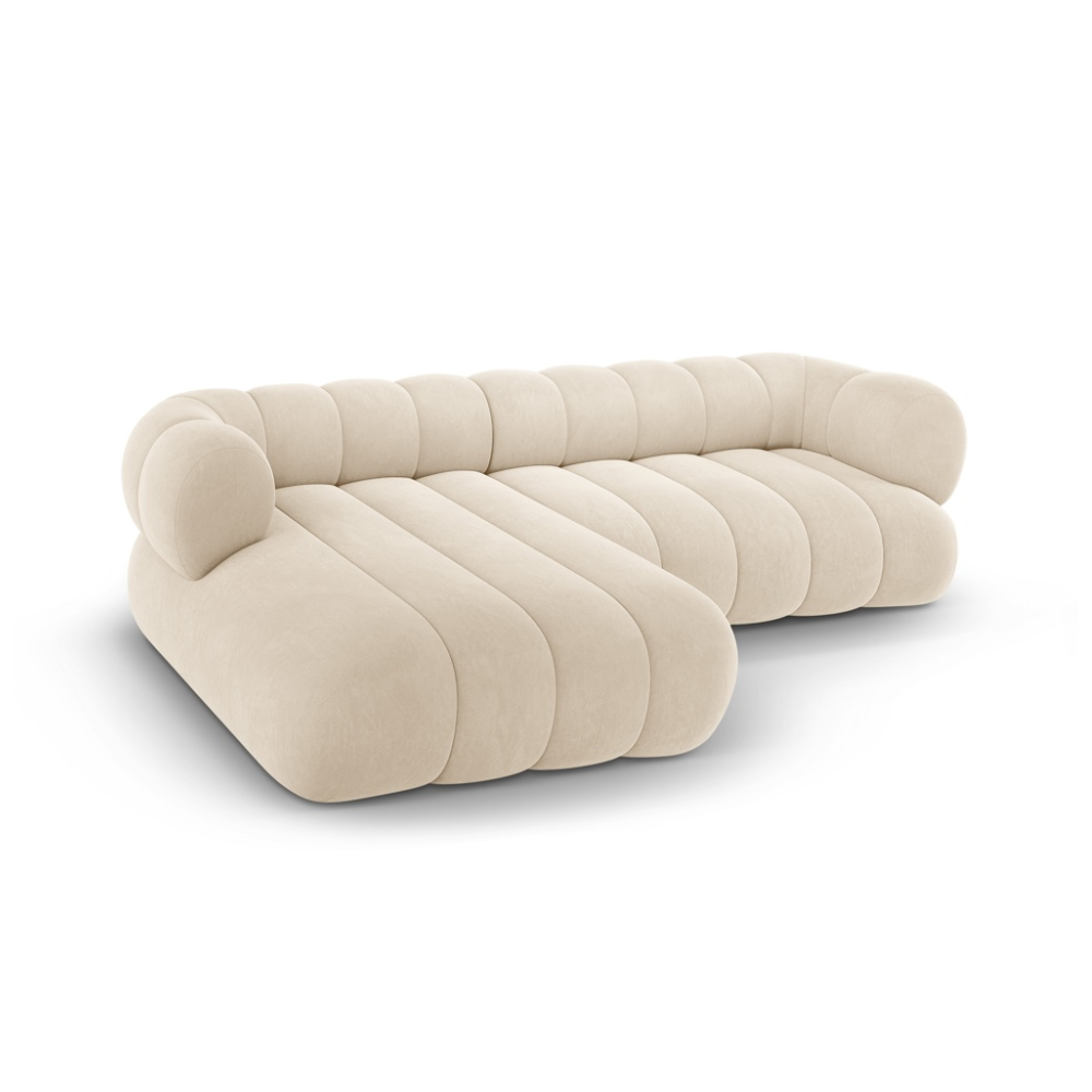 Velvet corner sofa for 5 people, left-sided KOGE in beige
