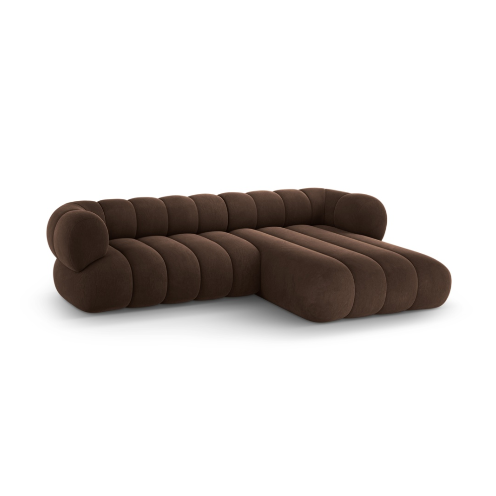 Samt-Ecksofa für 5 Personen rechts KOGE schokoladenbraun