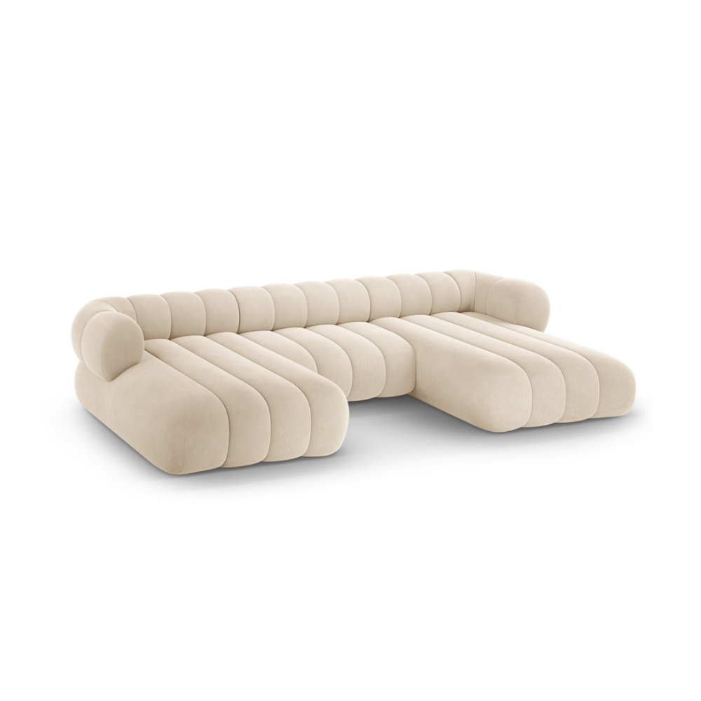 Sofa panoramiczna aksamitna 6-osobowa KOGE beżowy