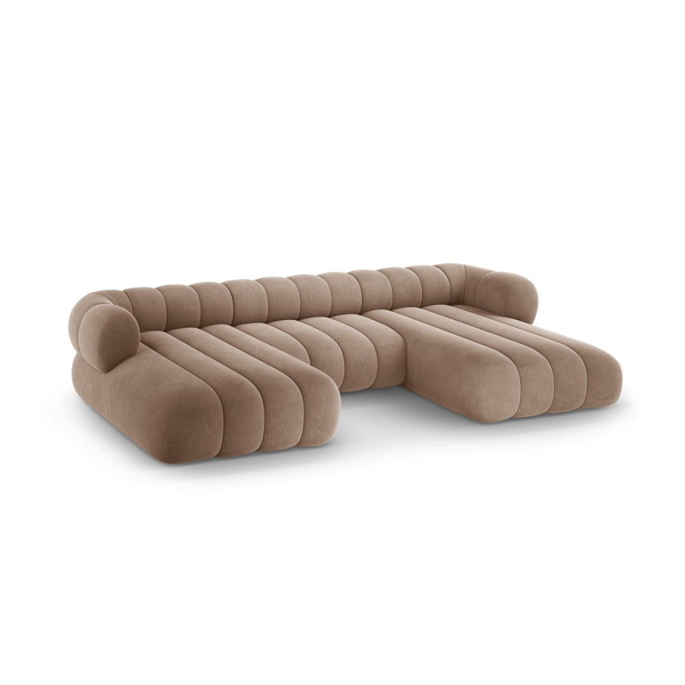 Sofa panoramiczna aksamitna 6-osobowa KOGE ciemnobeżowy
