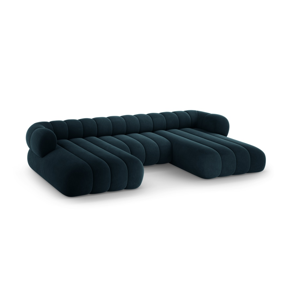 Sofa panoramiczna aksamitna 6-osobowa KOGE petrol