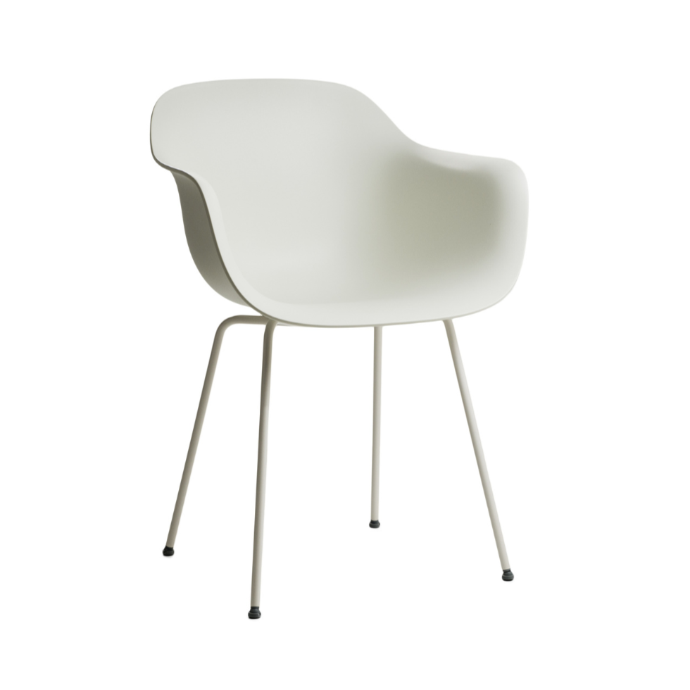 SUBSTANCE armchair in white with a metal base
