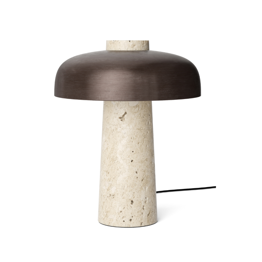 Lampa stołowa REVERSE brązowy klosz z kamienną podstawą