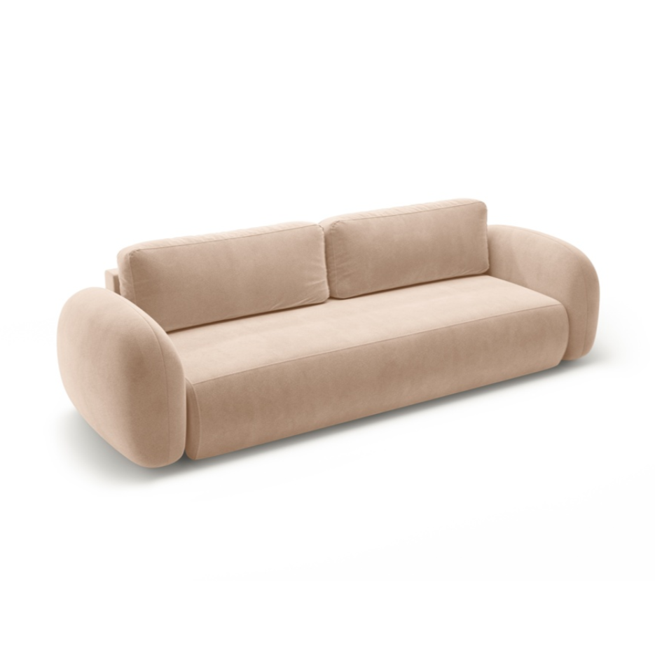 Sofa aksamitna z funkcją spania 3-osobowa TONALE beżowy